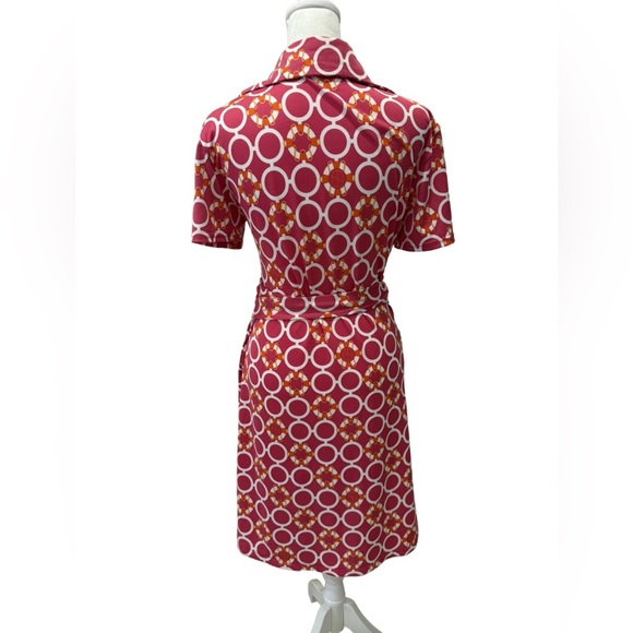 Tracy Negoshian Red and White Lifesaver Nautical Print Wrap Dress. Medium - Picture 6 of 6